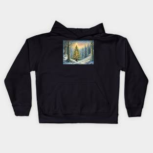 Christmas Tree in  a forest Kids Hoodie